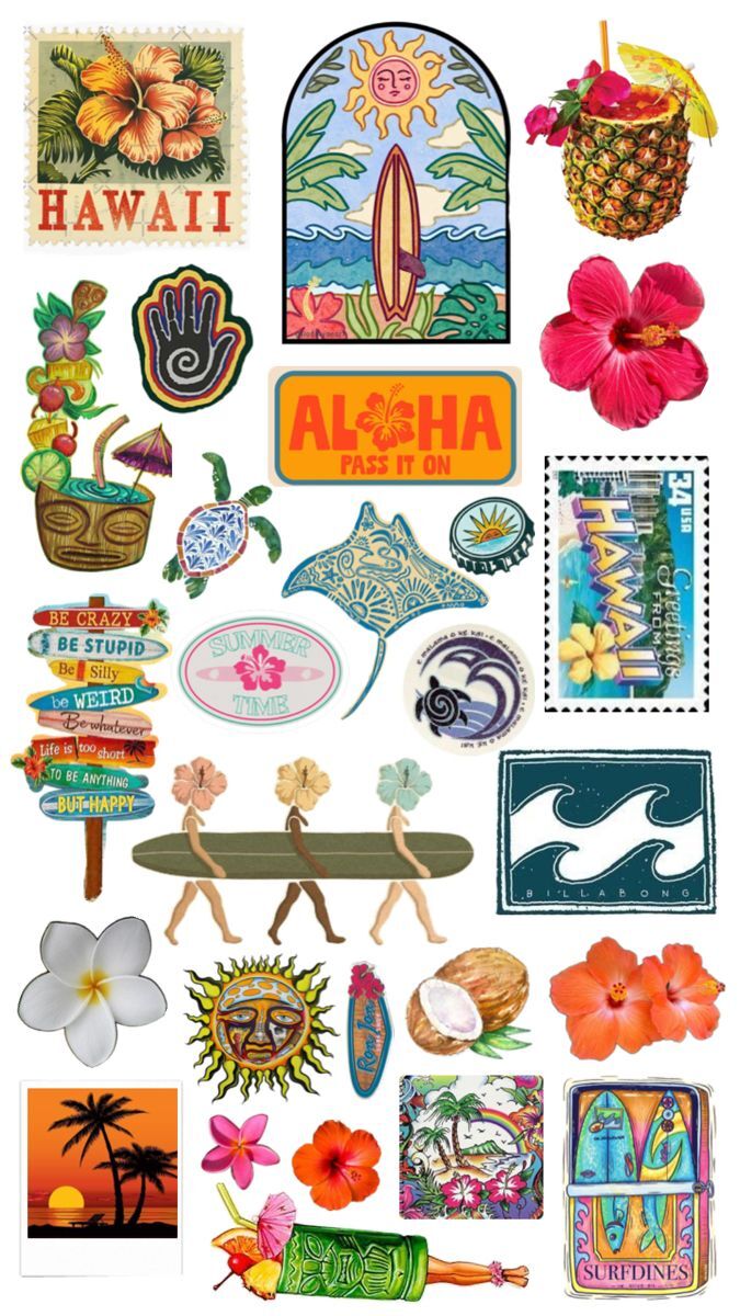 Pack Stickers Hawaii Vibes 🌺🏔️