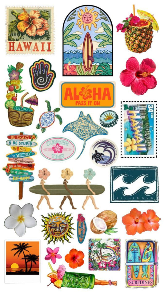 Pack Stickers Hawaii Vibes 🌺🏔️